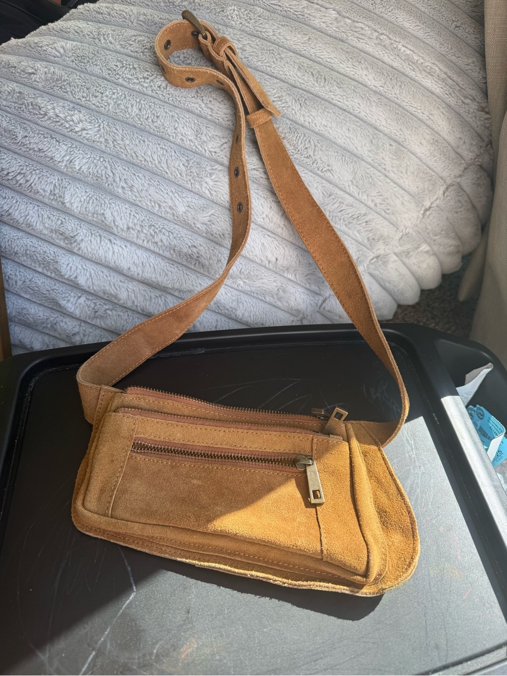 Free People Avalon Suede Sling Crossbody Bag - Tan Brown